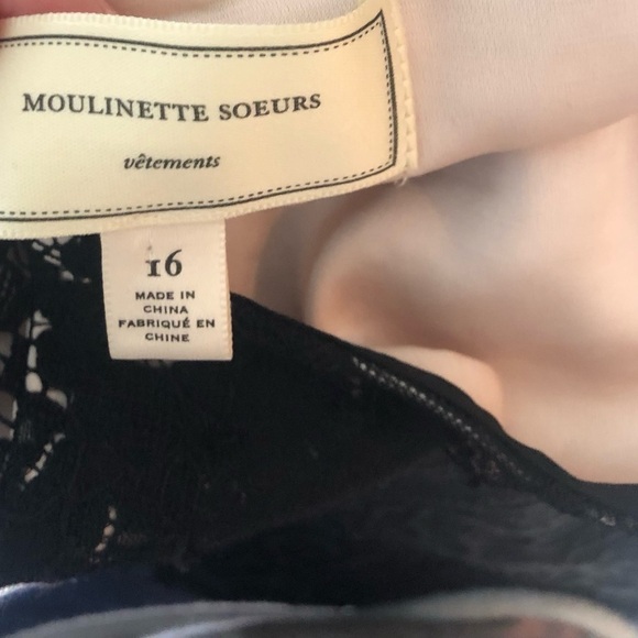 Anthropologie Moulinette Soeurs Sheath Dress 16 Black Floral Crochet Jacquard - Picture 7 of 8